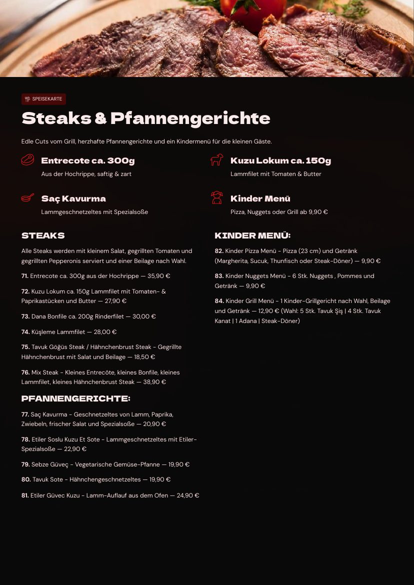 Steaks & Pfannengerichte